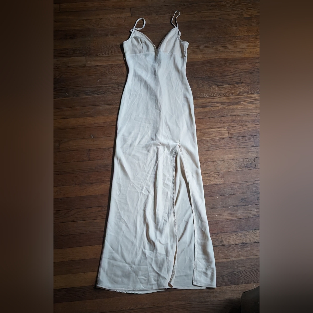 Public Desire Creamy Pink Satin Slip Dress (Size 4)